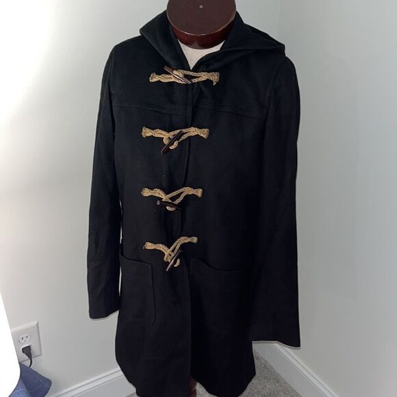 J. CREW Cashmere Wool blend Nello Gori Duffle Hooded Toggle Zipper Coat Jacket 4 - Picture 2 of 12